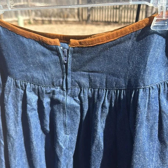 Vintage Denim Western Coulottes Fringe Pants conchos Bis Paris BH 38 sexy slits
